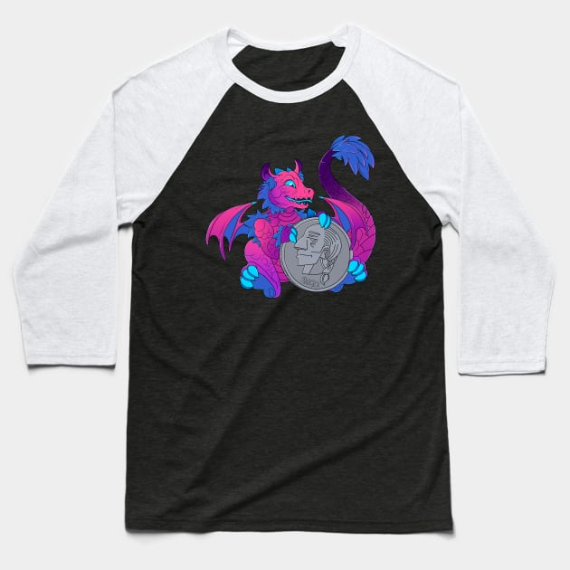 Bi Pride Pocket Dragon Baseball T-Shirt by TheMightyQ